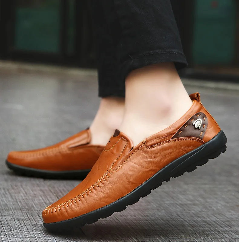 Herrenschuhe Casual Luxus-Marke Echtes Leder Italienische Herren Loafers Mokassins Slipper Herren Mokassins Schwarz Braun Übergröße 47