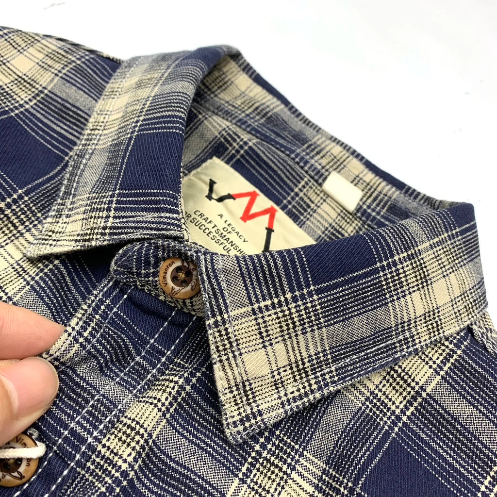 2025 Autumn New Japanese Retro Long-Sleeve Turn-down Collar Plaid Shirt Men's Fashion 100% Cotton Washed Loose Casual Blouses