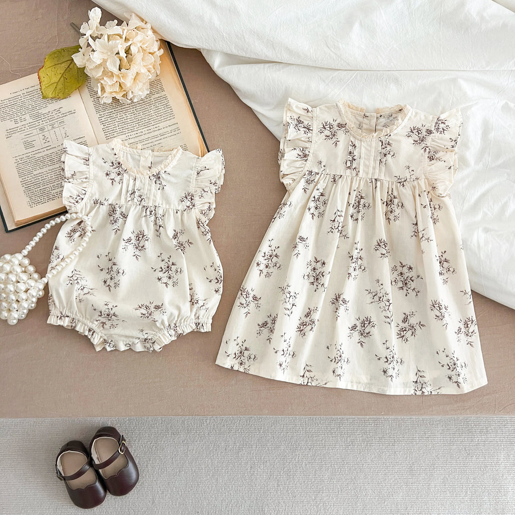 0-7Yrs Toddler Sister Dress Newborn Baby Girl Lace Romper Ruffle Sleeveless Jumpsuit Infant Onepiece Spring Summer Baby Clothes