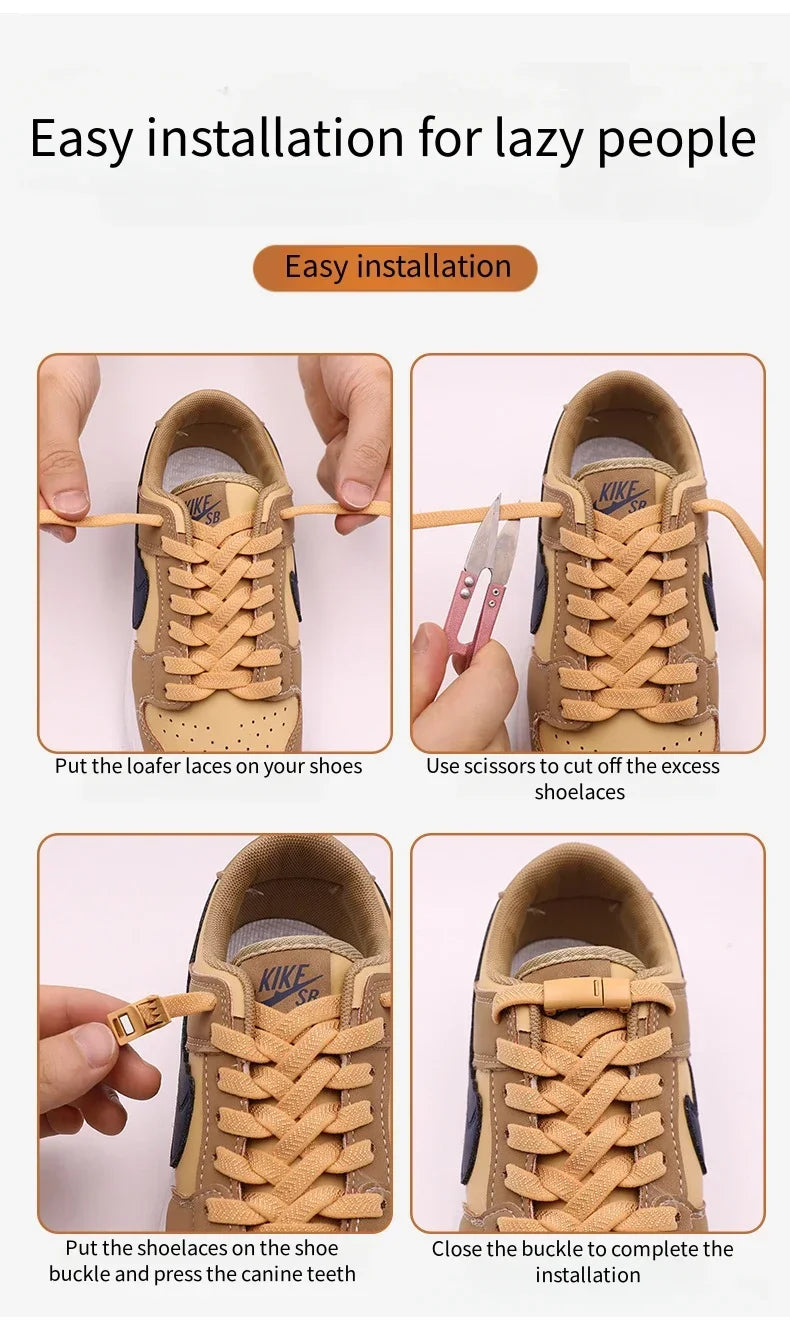 No Tie Shoe Laces Magnetic Shoelaces Without Ties Colorful Lock Elastic Laces Sneakers for Kids Adult Flat Shoelace Rubber Bands