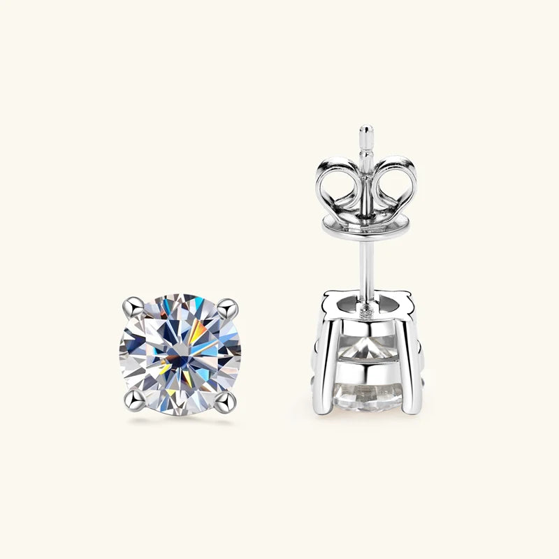 Lnngy 0.3-2CT Moissanite Stud Earrings For Women Girl 925 Certified Silver Earring Exquisite Wedding Jewelry Piercing Pendientes