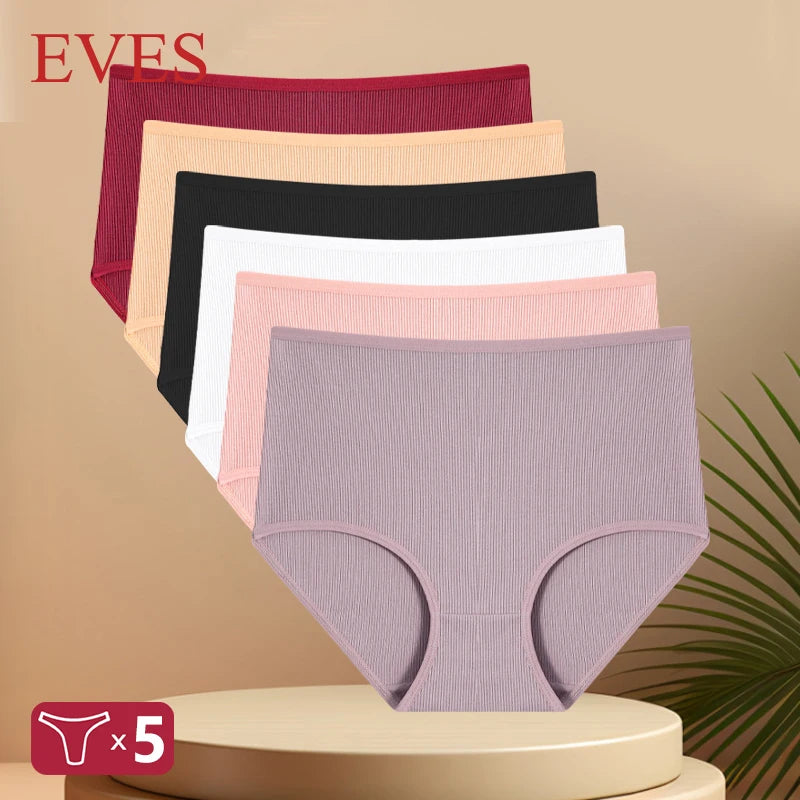 5PCS High Waist Cotton Underpants Women's Sexy Comfortable Briefs Seamless Breathable Panties Girls Stretch Soft Lingerie S-XXL