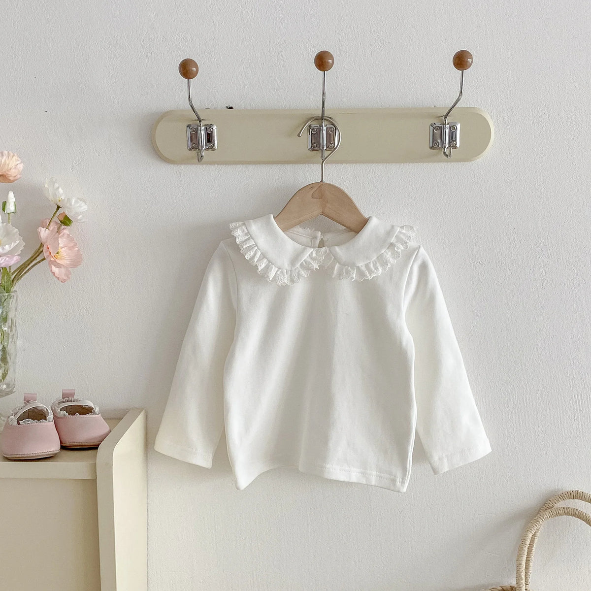 2026 Autumn New Girls Long Sleeve Bottoming Shirts Solid Children Cotton T Shirts Baby Girl Peter Pan Collar Tops Kids Clothes