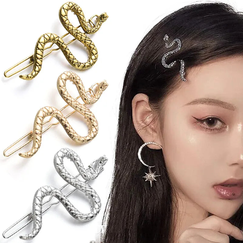 Gothic Punk  Metal Snake Medusa Hairpin Hair Clip for Women Side Bangs Holder Girls Retro Barrettes Jewelry Headwear Accessories