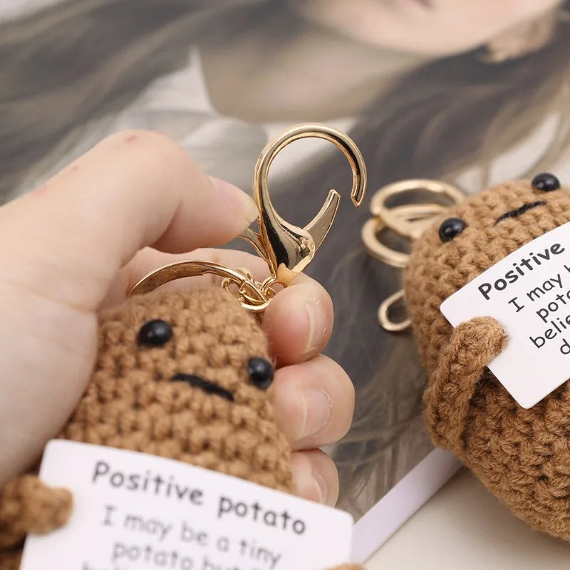 Inspirational Potato Cucumber Keychain Soft Hand Woven Knitting Keyring Bags in-car Pendant Decorations Accessories Gifts Widget