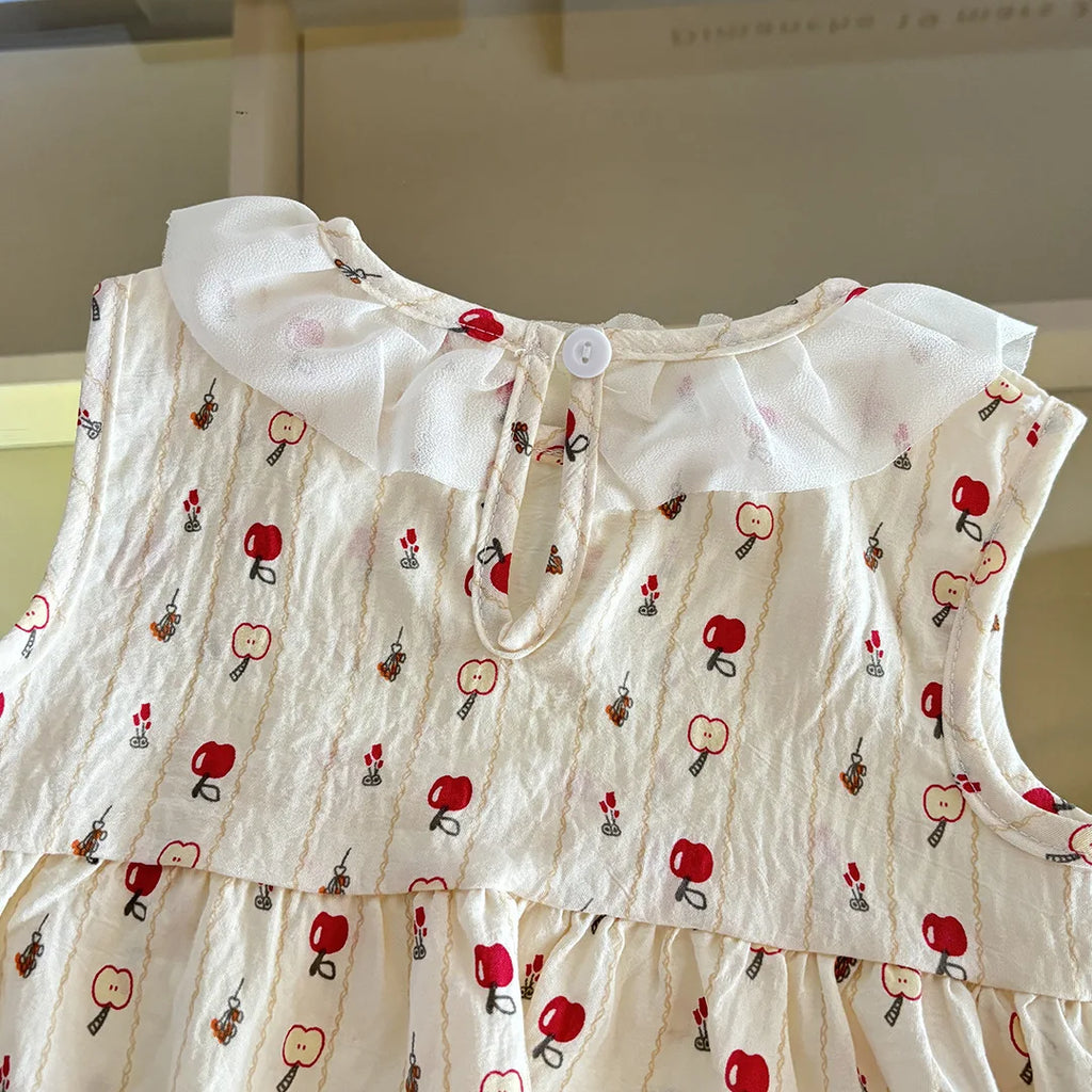 2PCS/set Sleeveless Princess Top +Pants With Floral Print Summer Thin Outfit For Baby Girls Cute Clothing