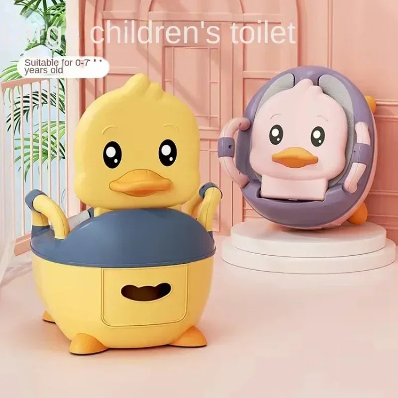 Baby Potty Training Seat Cartoon Duck Type Soft Hard Cushion Clamshell Armrest Waist Guard Toilet Urinal Baby Toilet Supplies