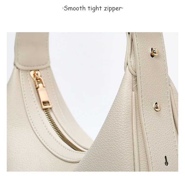 FOXER Brand PU Leather Women's Shoulder Bag Fashion Female Underarm Hobo Bag Crescent Half-moon Bag Travel Small Crossbody Bag