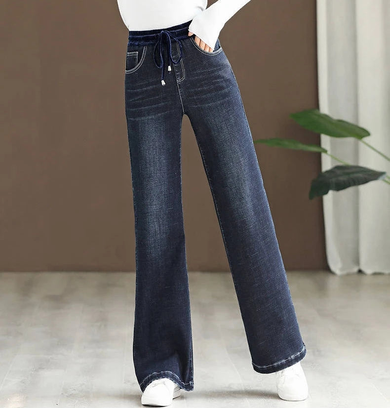 Spring Fall High Waist Wide Leg Jeans Korean Fashion Baggy Vintage Straight Vaqueros Loose Denim Pants Oversize 80kg Pantalones