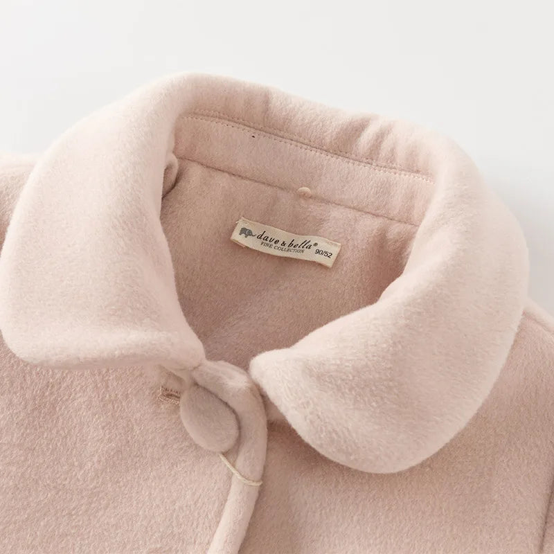 Dave Bella Children Girls Baby Cute Tops Outerwear 2024 New Autumn Winter Casual Sweet Gentle Overcoat Outdoor Warm DB4242652