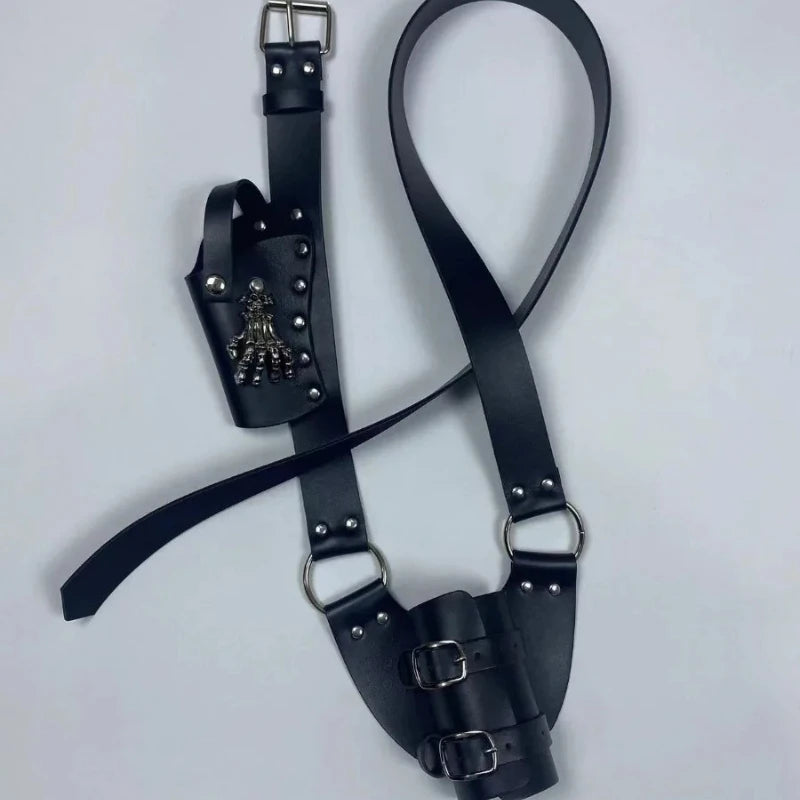 Shoulder Belt Adjustable Sword Gun Holder Sheath Scabbard Frog Leather Armor Pirate Halloween Costume Rapier Medieval Holster