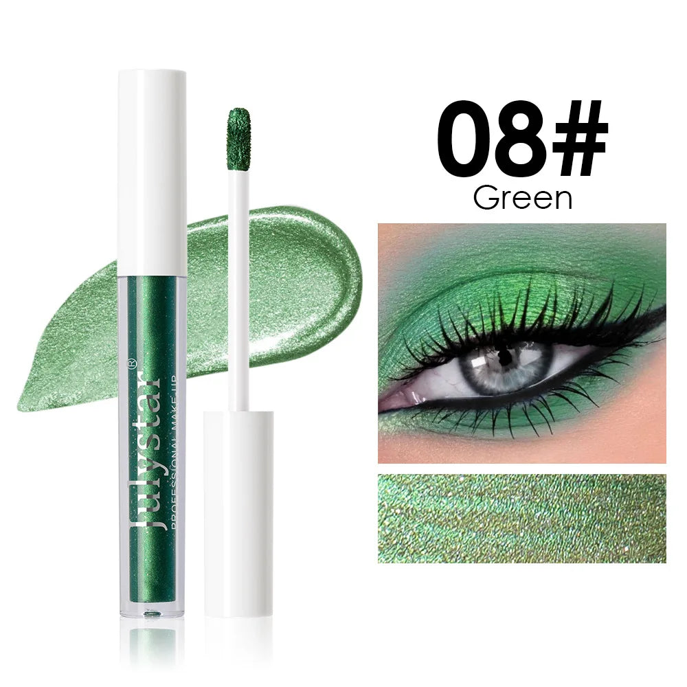10 Colors Waterproof Liquid Eyeshadow High Shine Long-Lasting Sparkling Eye Shadow Metallic Pink Purple Party Stage Eyes Makeup