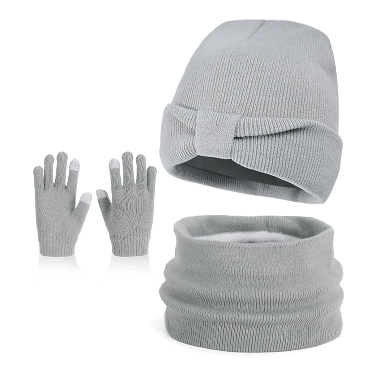 Anti-Cold Warm Children Hat Gloves Scarf Set Thermal Headband Cycling Ski Outdoor Ear Protection Knit Woolen Cap Winter Beanies