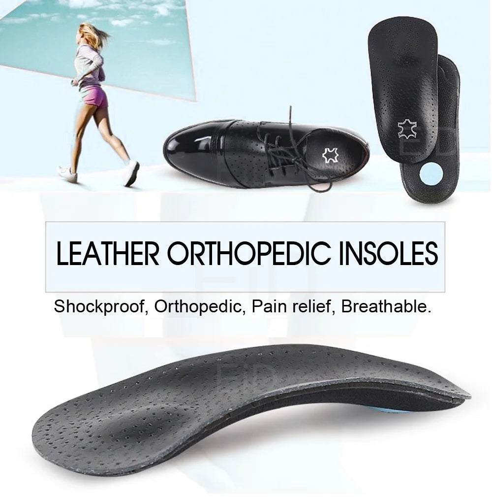 EiD 3/4 Leder orthopädische Schuheinlagen für Plattfüße Fußgewölbestütze orthopädische Schuheinlegesohle Einlegesohlen für Herren und Damen Fußpflege