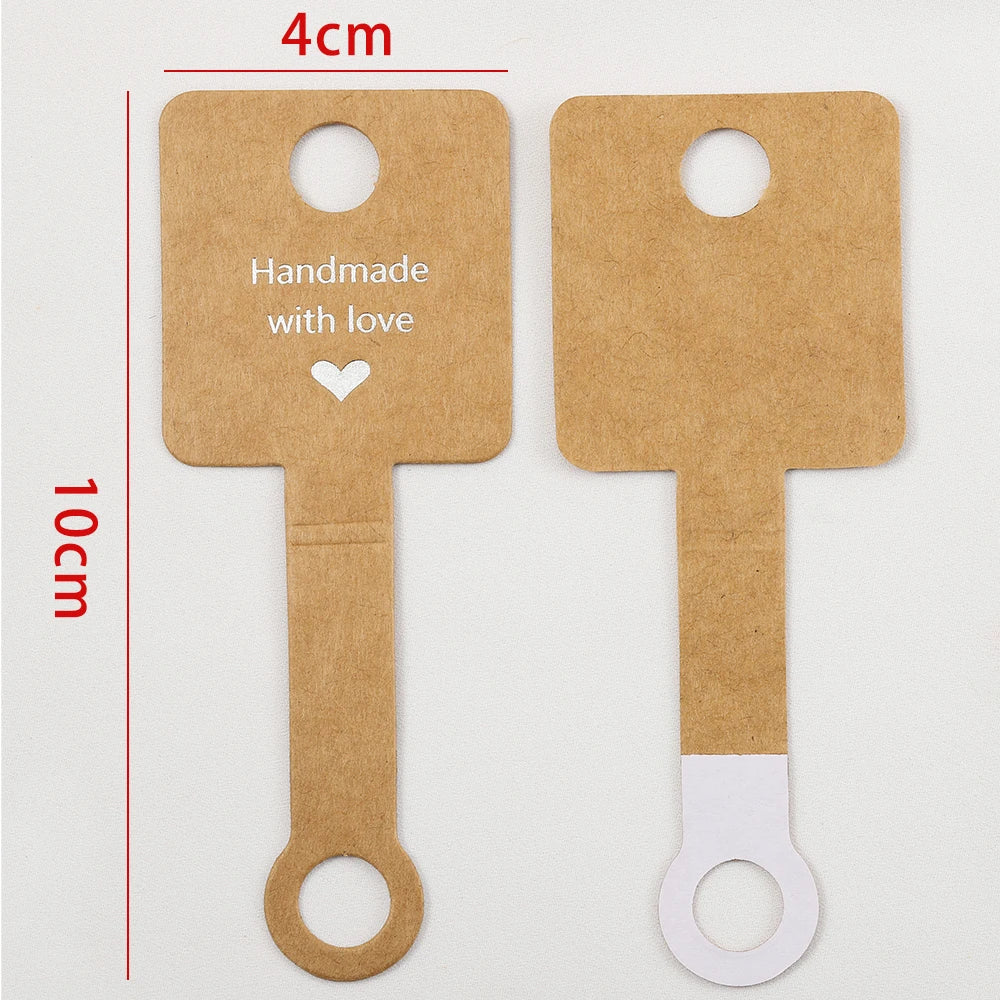50pcs 4x10cm Self Adhesive Bracelet Display Card Jewelry Holder Cardboard Half-fold Card with Sticker for Jewelry Packaging