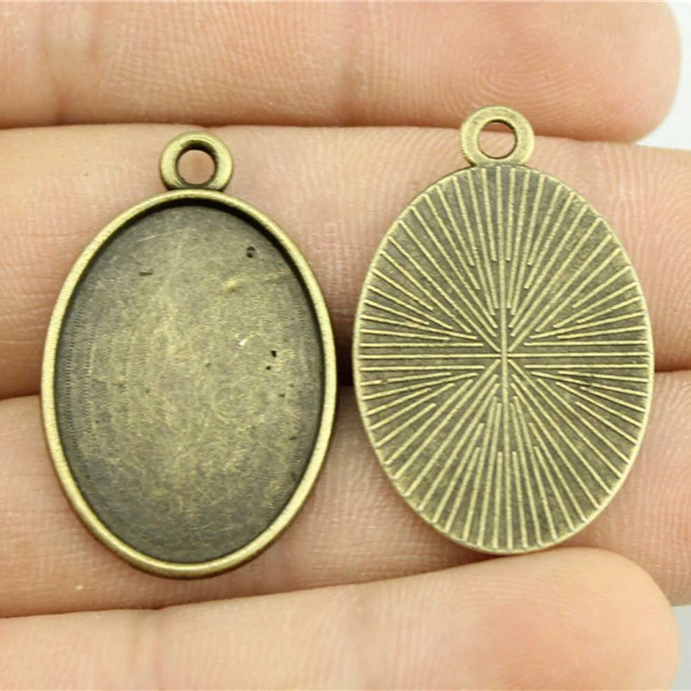 10pcs 13x18mm 18x25mm Inner Size Simple Oval Shape Zinc Alloy Cameo Cabochon Base Setting Pendant