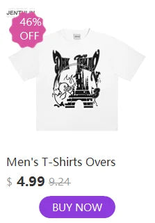 Harajuku Oversized Streetwear Men's Tshirt Cmhell Graphic Print Tops Cotton Hip Hop Aesthetic Short Sleeve Clothing Goth Y2k Tee