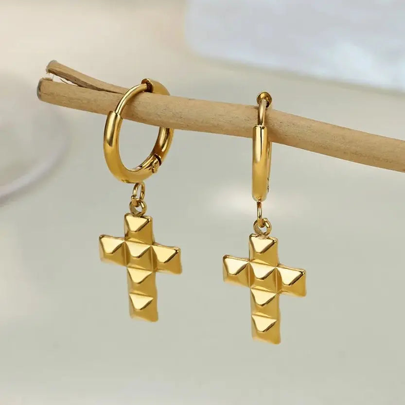 Zircon Star Moon Earrings For Women Gold Color Stainless Steel Star Moon Drop Earring Fashion Aesthetic Christmas Jewelry Gift