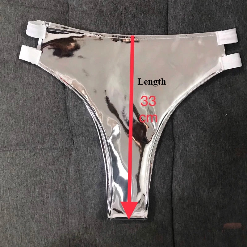 Patent Leather Women's Sexy Micro Shorts Nightclub Shiny Slimming Glossy Tiny Bikini Short Panties for Dancer Stage Performances