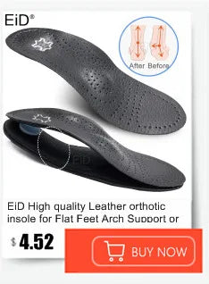 EiD 3/4 Leder orthopädische Schuheinlagen für Plattfüße Fußgewölbestütze orthopädische Schuheinlegesohle Einlegesohlen für Herren und Damen Fußpflege