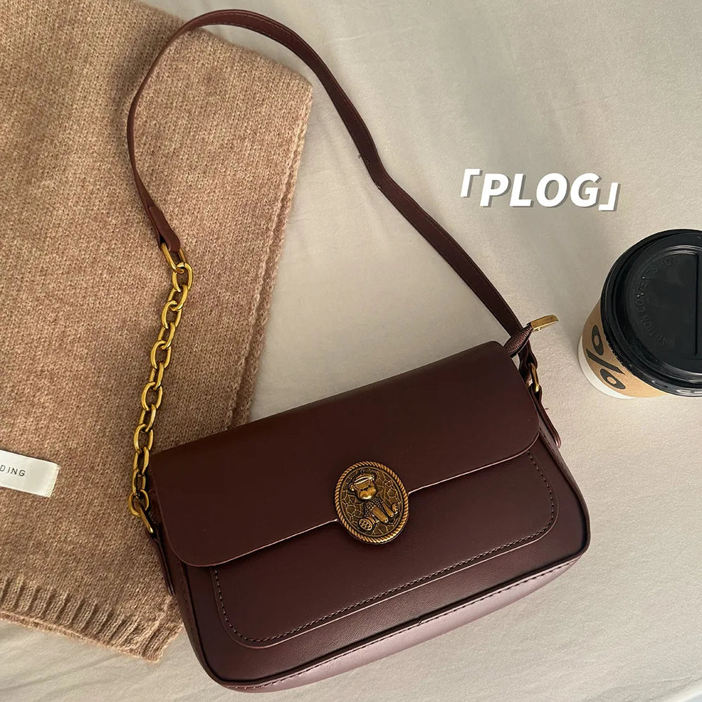 CGCBAG Fashion Designer Luxury Women's Bag Vintage Square Crossbody Bag Simple High Quality PU Leather Brand Handbags Ladies