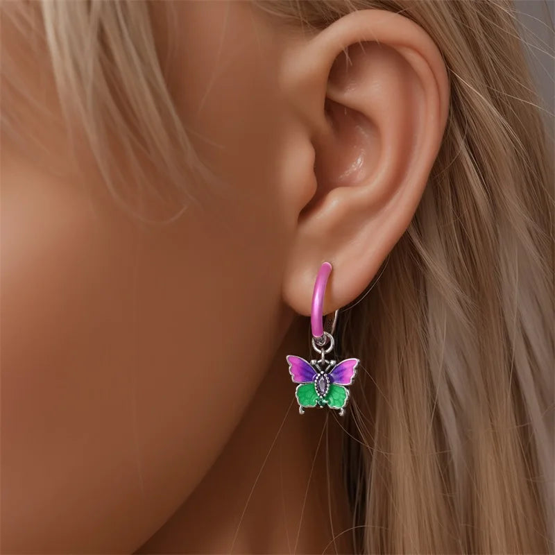 925 Sterling Silver Green Lucky Clover Yellow Daisy Bamboo Earrings  for Women Bee Butterfly Ear Studs Elegant Party Jewelry