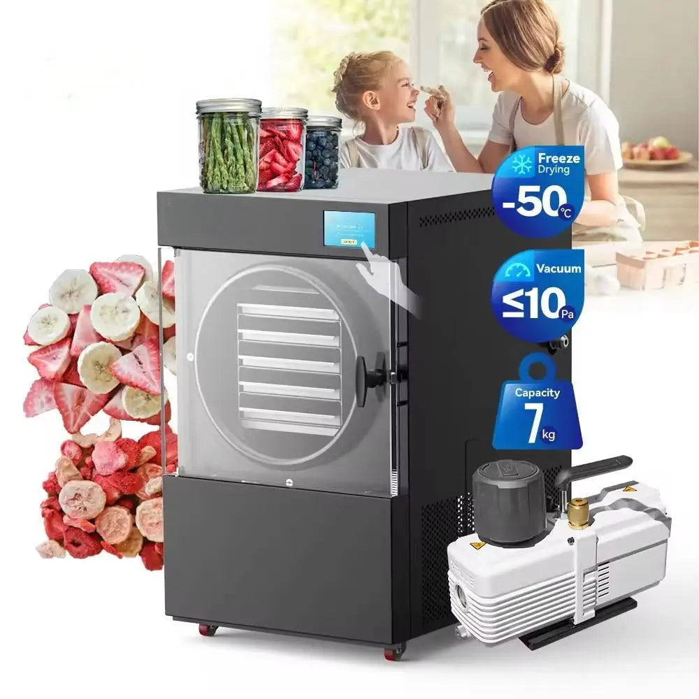 Small Food Freeze Dryer - Mini Lyophilizer, Commercial Industrial Vacuum Pump Freeze Drying Machine for Food Preservation