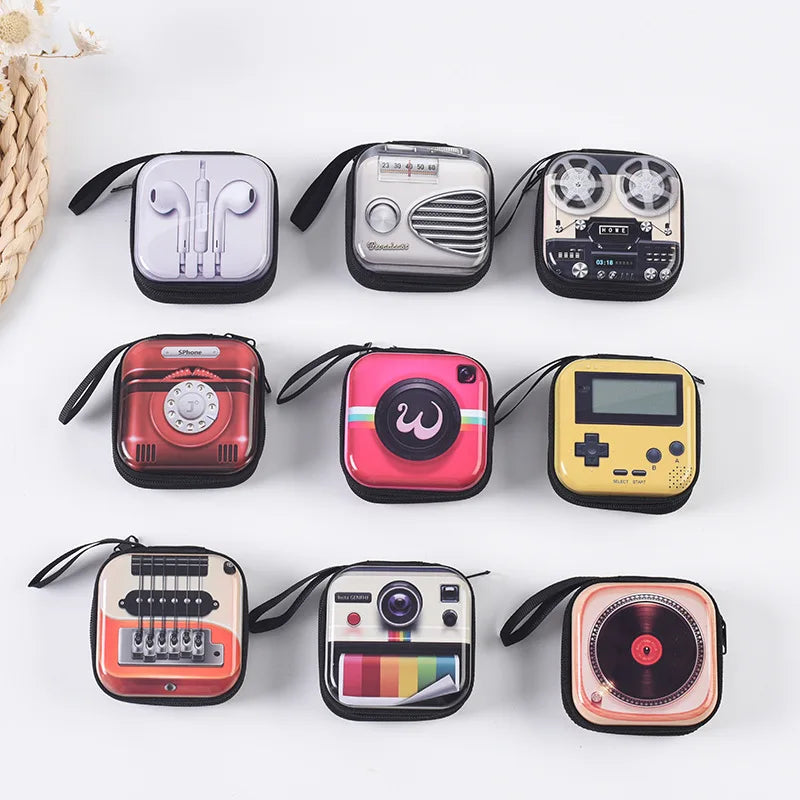 Retro Feelings Creative Coin Purse Headphone Storage Bag TV Tape Bag Coin Bag Storage Box Wallet Purse Kids Earphone Box