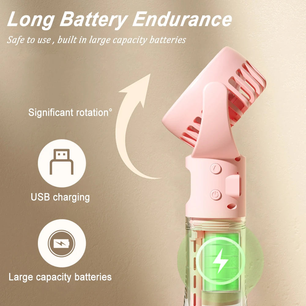 Mini Fan Portable Handheld Fan Water Mist Fan Small Spray Humidifier Fan USB Rechargeable Portable Fan New Hand Fan Air Cooler