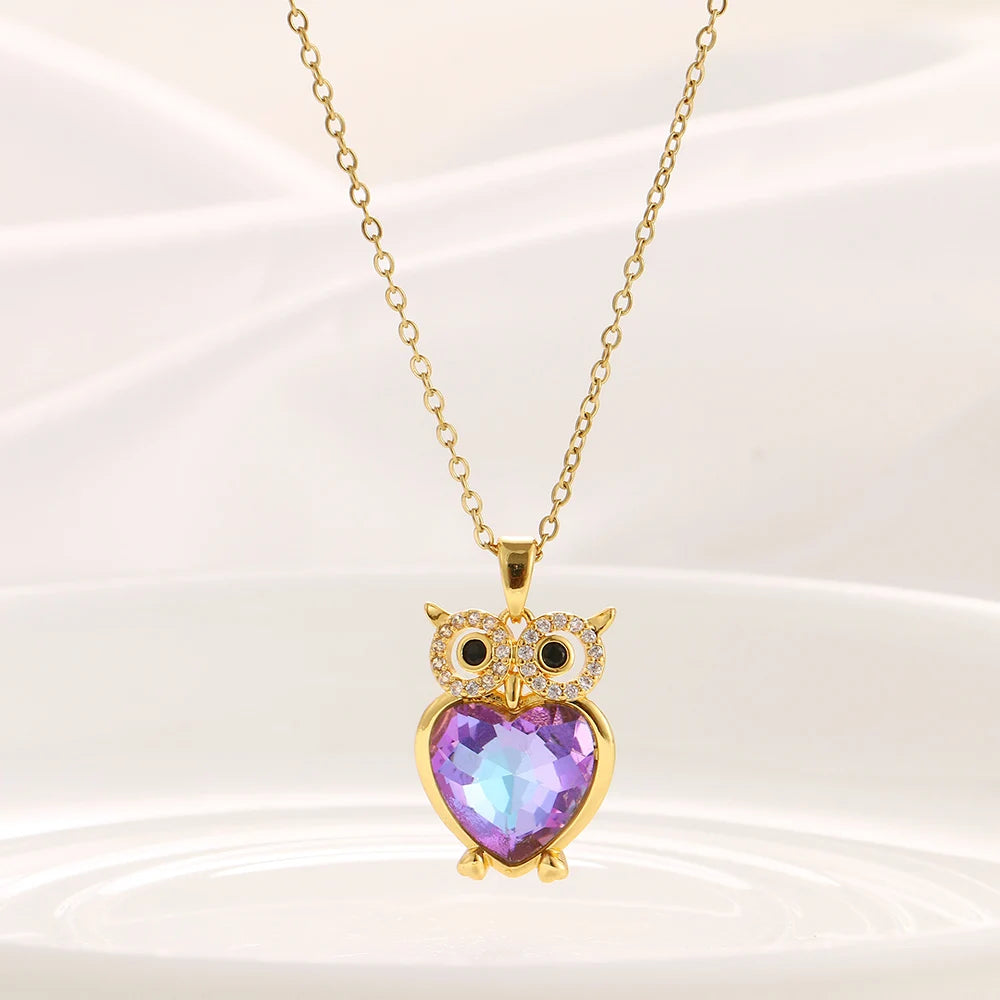 Crystal Owl Necklace for Women Simple Creative European American High-End Fashion Jewelry Accessory Gift