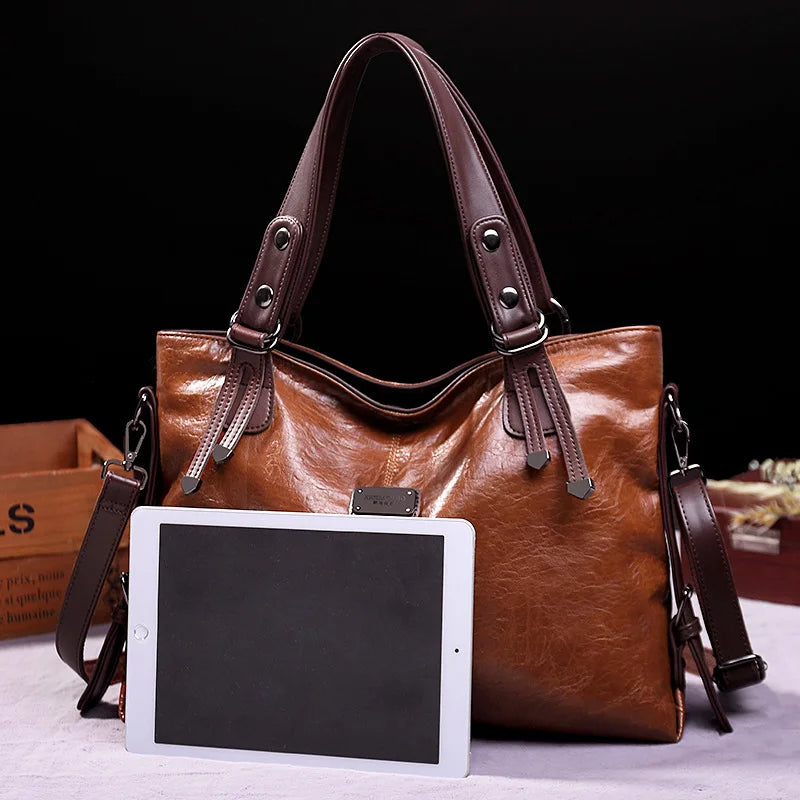 Annmouler Neue Design Frauen Handtaschen Pu-Leder Tragetasche Vintage Weiche Umhängetasche Große Umhängetasche für Damen