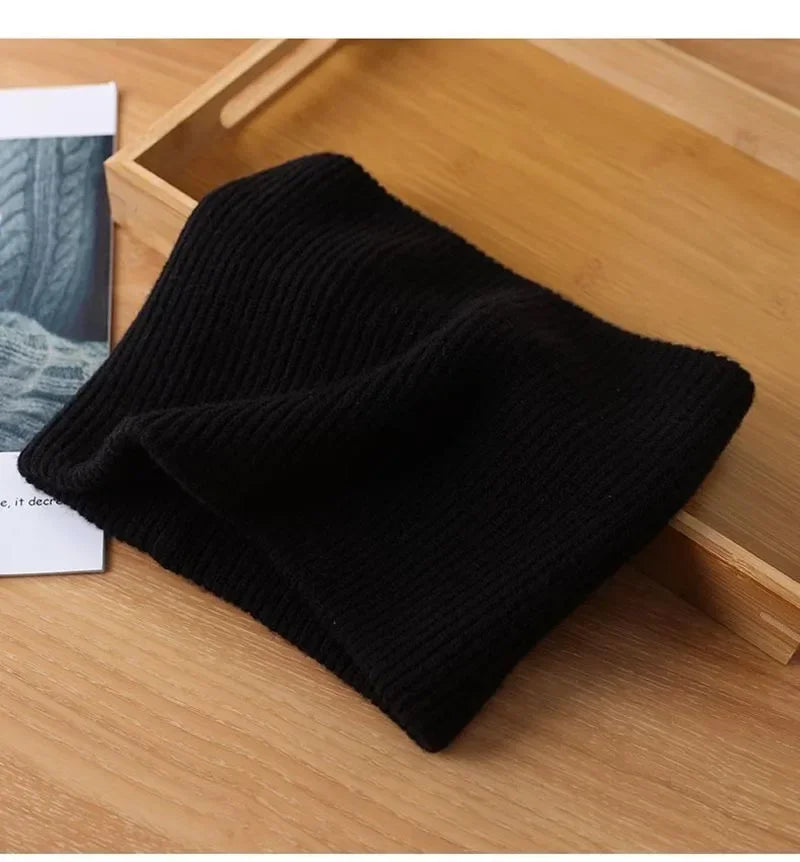 Men's Women's Winter Warm Cashmere Scarf Outdoor Sports Windproof Neck Protect Elastic Thick Wool Knit Snood Female Fake Collar