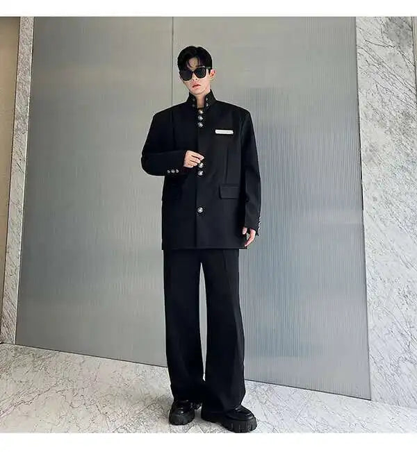 IEFB Men's Suit Pants Solid Color Niche Design Korean Style Casual Straight Elastic Waist Versatile Trousers 2023 New 9C2269