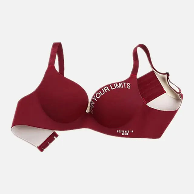Simplicity Letters Printed Bra Sexy Deep V Thin Women's Lingerie Seamless Cup Surface Bralette No steel rings gather Brassiere