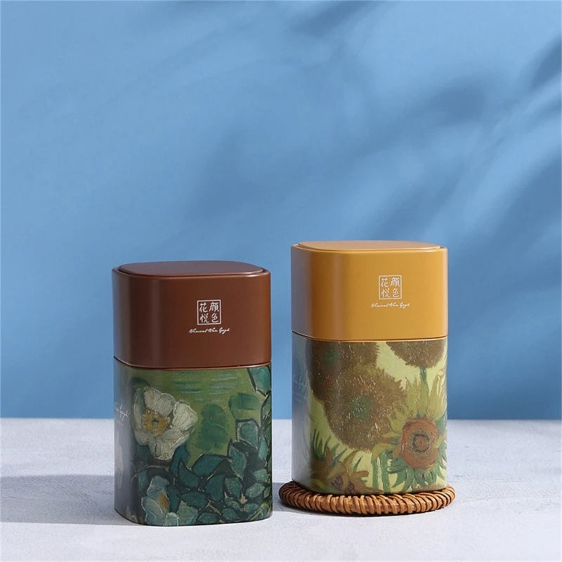Metal Tea Tinplate Box Loose Tea Storage Container Elegant Tea Jar Coffee Storage Container Floral Tea Canister Gift Box