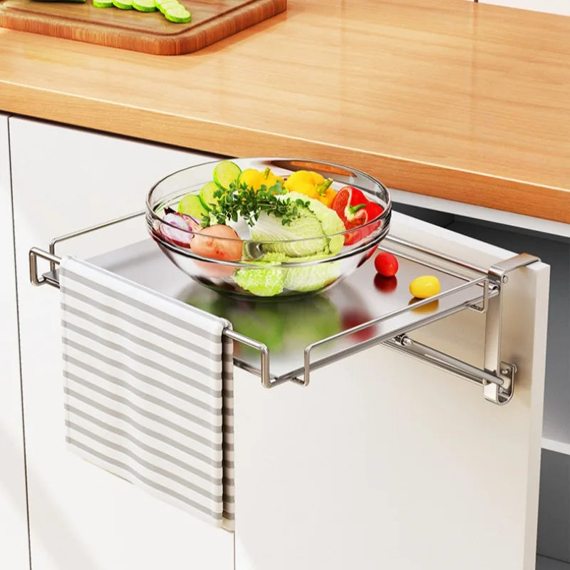 For Stainless Steel Foldable Countertop Storage Rack, Space-saving, Can Be Used To Extend The Countertop In Bathrooms and Kitche