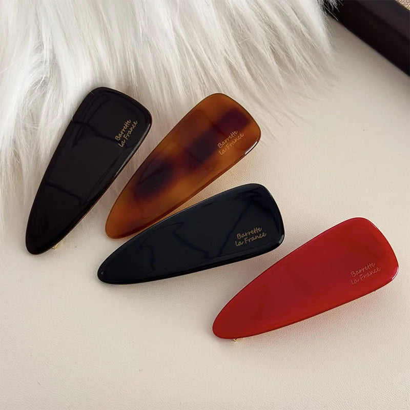 Basic Water Drop Gold Standard Acetate Hairpin Simple Bangs Side Clip Headdress Colorful Girl Niche Duckbilled Hair Accessories
