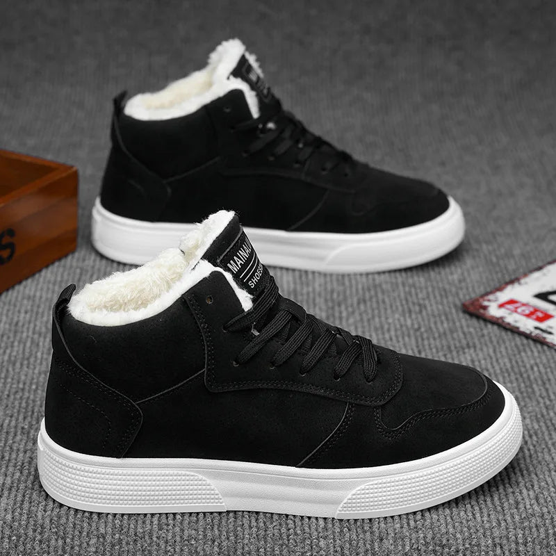 Plus-size men's high-top cotton shoes, men's winter warm fleece-lined casual sneakers, foreign trade fashion sports shoes