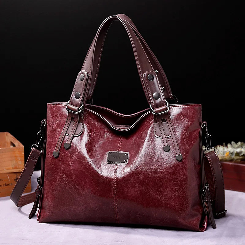 Annmouler Neue Design Frauen Handtaschen Pu-Leder Tragetasche Vintage Weiche Umhängetasche Große Umhängetasche für Damen