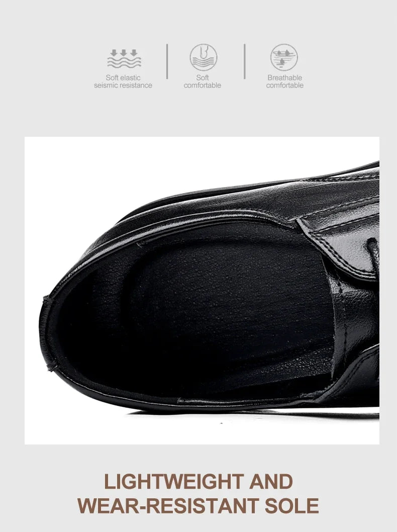 3/6/8 CM Elevator Shoes Men Dress Shoes Black Soft Leather Men Heighten Formal 1 Casual Business Men Oxfords Suit 2
