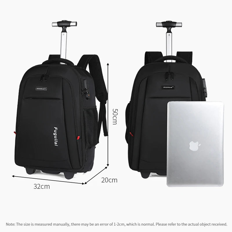 Men Trolley Backpack Rolling Luggage Travel Backpacks Trolley Bag with wheels Business Wheeled Backpack Cabin Carry on Luggage