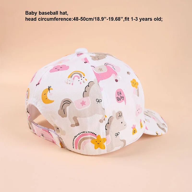 Summer Baby Snapback Hat Cartoon Baby Girls and Boys Visor Cap Outdoor Children Baseball Cap Toddler Sun Hats for Kids