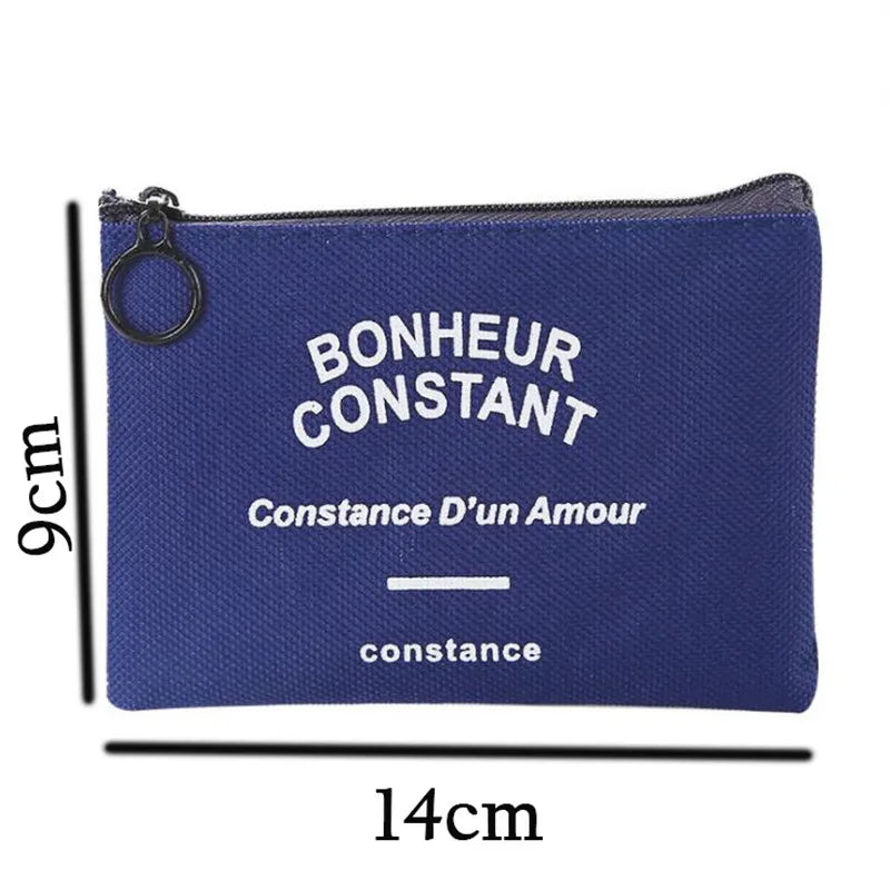 Cute Wallet Women Fabric Key Coin Purse Cartoon Square Mini Coin Pouch Letter Striped Print Zipper Canvas Bags for Girls