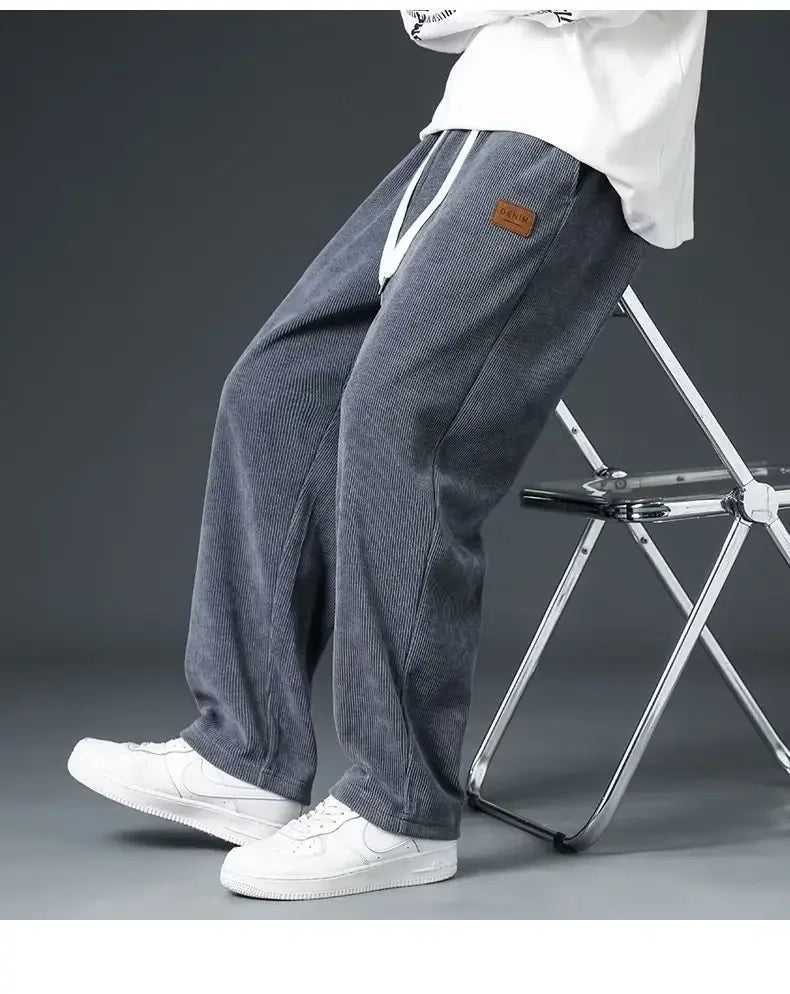 Y2k Korean Men Basic Blank Solid Baggy Joggers Running Sports Pants Trousers Casual Grey Jogging Pants for Men Drawstring Pants