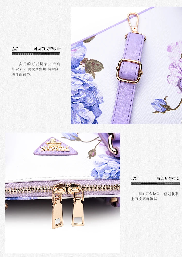 Fashion Elegant Shell Bag Women Flower Printing Totes Shoulder Crossbody Bags High Quality PU Leather Luxury Handbags for Women