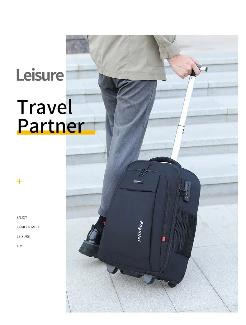 Men Trolley Backpack Rolling Luggage Travel Backpacks Trolley Bag with wheels Business Wheeled Backpack Cabin Carry on Luggage