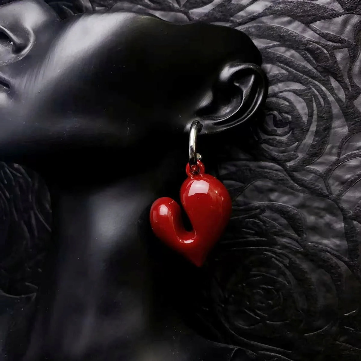 Vintage Wine Red Acrylic Heart Shaped Pendant Earrings For Women Fashion Handmade Round Hoop Earrings Party Jewelry