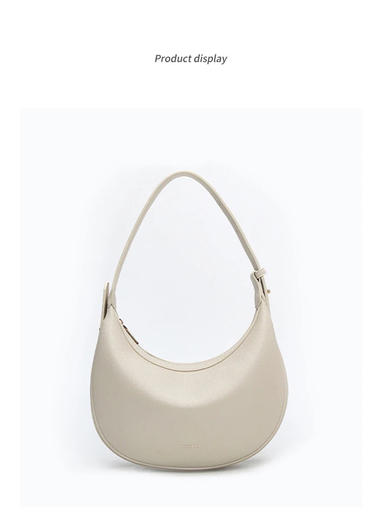 FOXER Brand PU Leather Women's Shoulder Bag Fashion Female Underarm Hobo Bag Crescent Half-moon Bag Travel Small Crossbody Bag