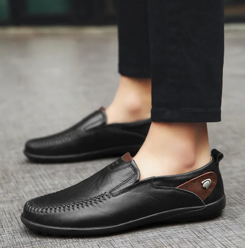 Herrenschuhe Casual Luxus-Marke Echtes Leder Italienische Herren Loafers Mokassins Slipper Herren Mokassins Schwarz Braun Übergröße 47