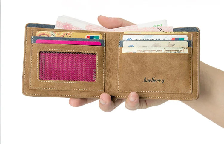 New Men Wallet Leather Business Foldable Wallet Luxury Slim  Hipster Cowhide Credit Card/ID Holders Inserts Coin Purses
